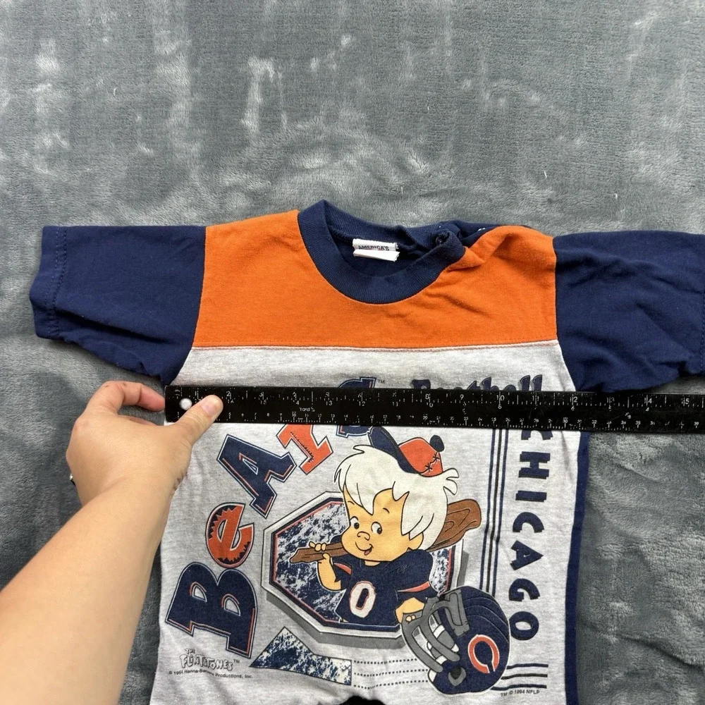 VTG Flintstones Baby Outfit Sz 9M Chicago Bears NFL Football '94 Romper USA Made
